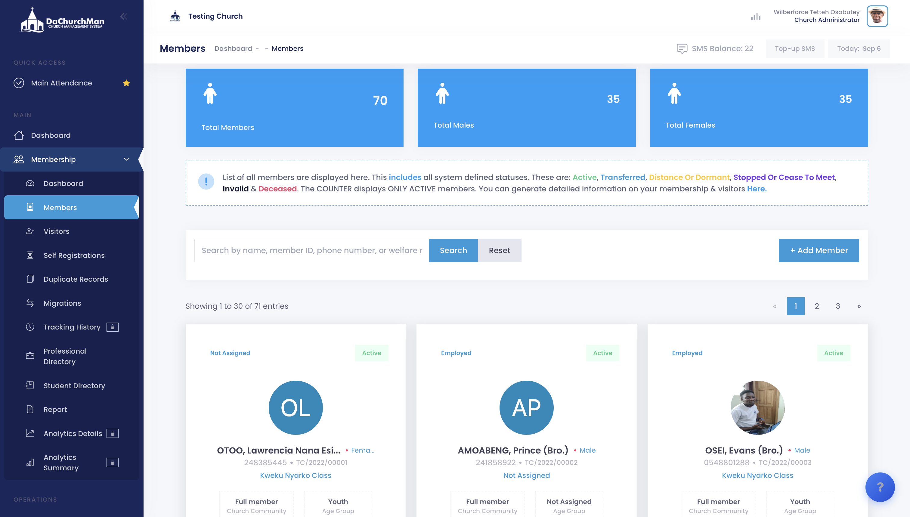DaChurchMan Member Dashboard